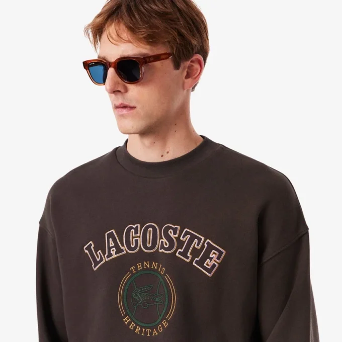 Herre-fleece-Sweatshirt med Heritage-broderi