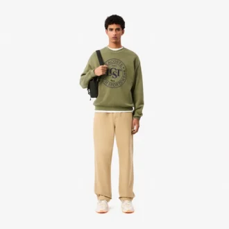 Herre-fleece-Sweatshirt med løs passform og trykk
