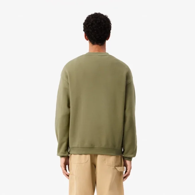 Herre-fleece-Sweatshirt med løs passform og trykk