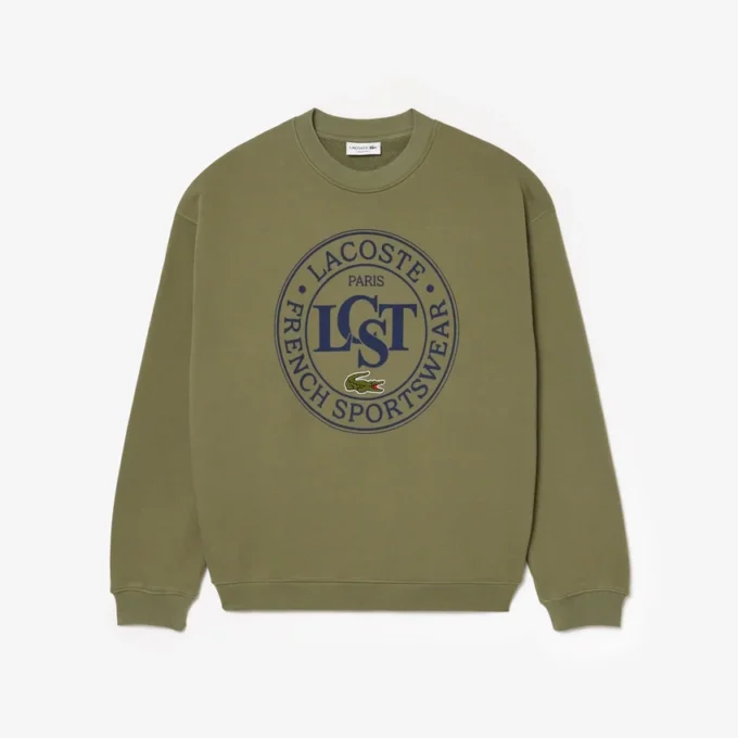Herre-fleece-Sweatshirt med løs passform og trykk