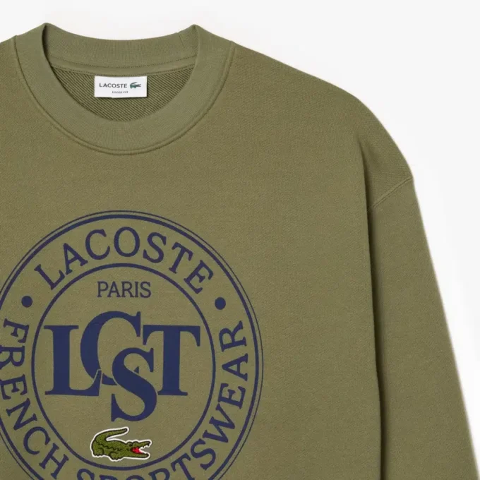 Herre-fleece-Sweatshirt med løs passform og trykk