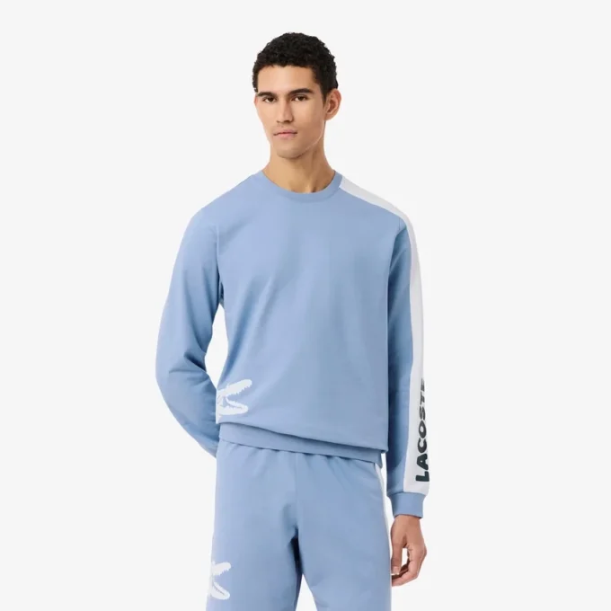 Herre-loungesweatshirt i fleece med trykk