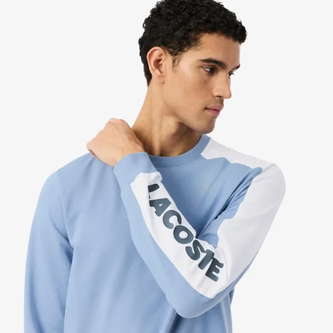 Herre-loungesweatshirt i fleece med trykk