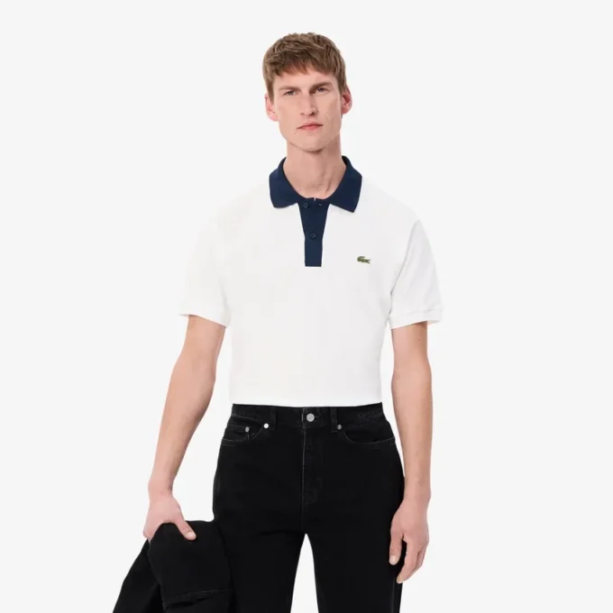 Herre-polo med klassisk passform og kontrastkrage L.12.12