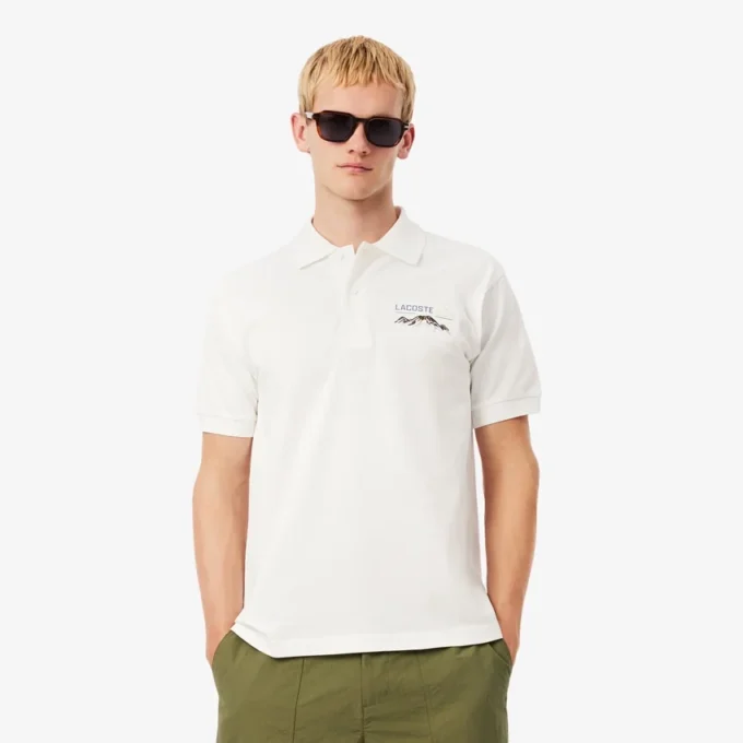 Herre-pologensere med klassisk passform og brodert motiv