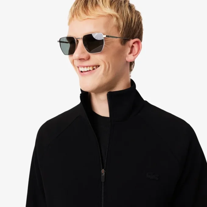 Herre-sweatshirt i dobbeltsidig jersey med glidelås