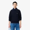 Herre-sweatshirt i ribbet bomull med polokrage
