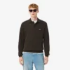 Herre-sweatshirt i ribbet bomull med polokrage