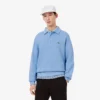 Herre-sweatshirt i ribbet bomull med polokrage