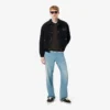 Herre-sweatshirt i ribbet bomull med polokrage