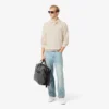 Herre-sweatshirt i ribbet bomull med polokrage