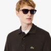 Herre-sweatshirt i ribbet bomull med polokrage