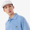 Herre-sweatshirt i ribbet bomull med polokrage