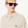 Herre-sweatshirt i ribbet bomull med polokrage