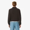 Herre-sweatshirt i ribbet bomull med polokrage