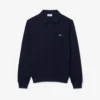 Herre-sweatshirt i ribbet bomull med polokrage