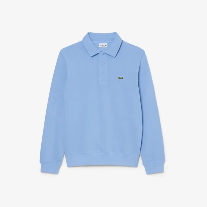 Herre-sweatshirt i ribbet bomull med polokrage