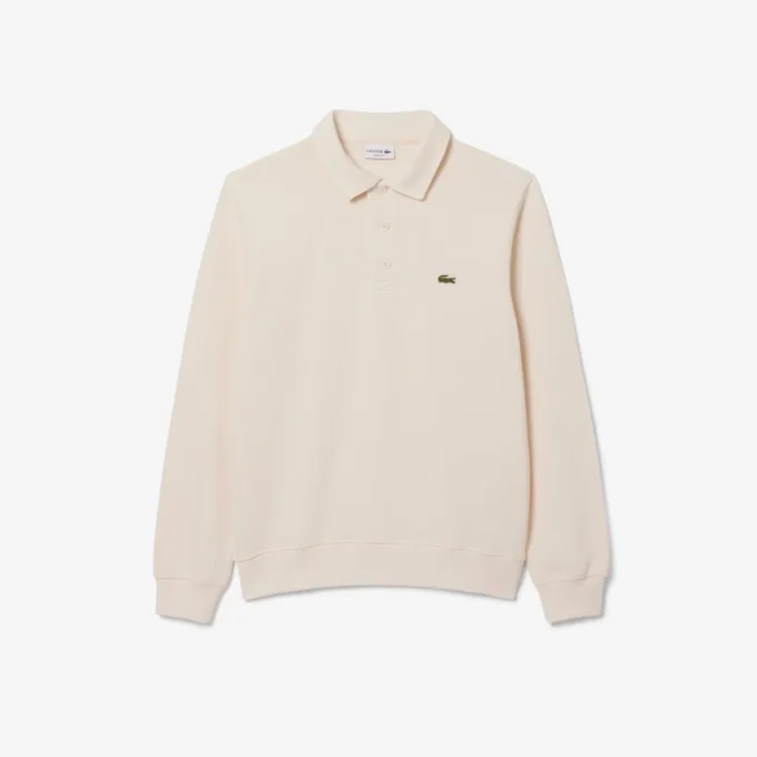 Herre-sweatshirt i ribbet bomull med polokrage