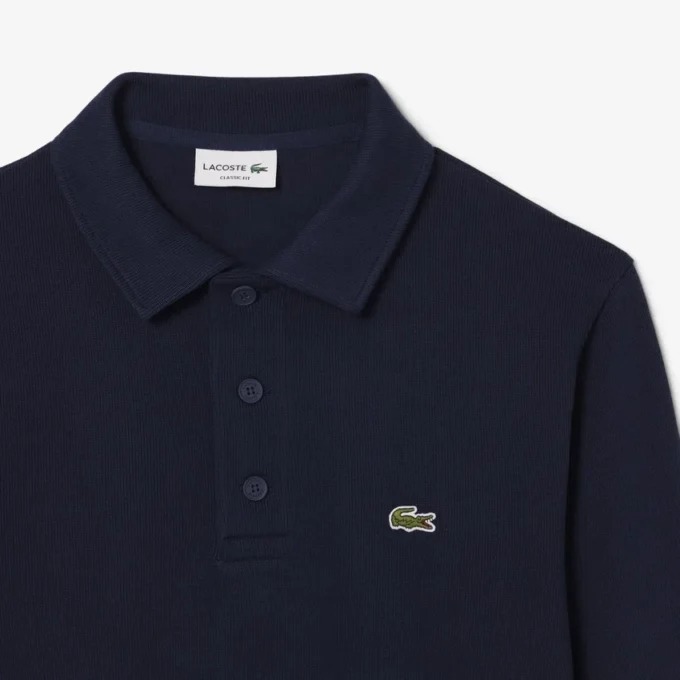 Herre-sweatshirt i ribbet bomull med polokrage