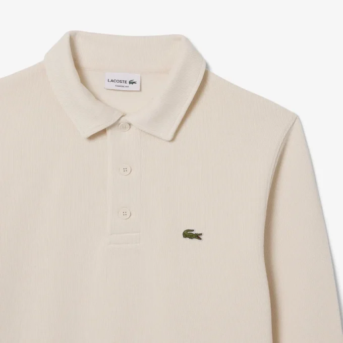 Herre-sweatshirt i ribbet bomull med polokrage