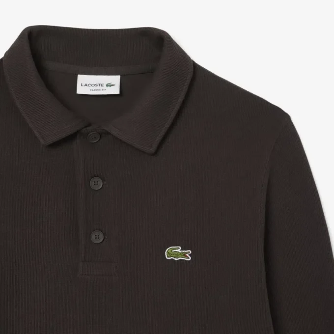 Herre-sweatshirt i ribbet bomull med polokrage