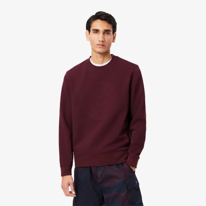 Herre-sweatshirt med preget logo i piqué