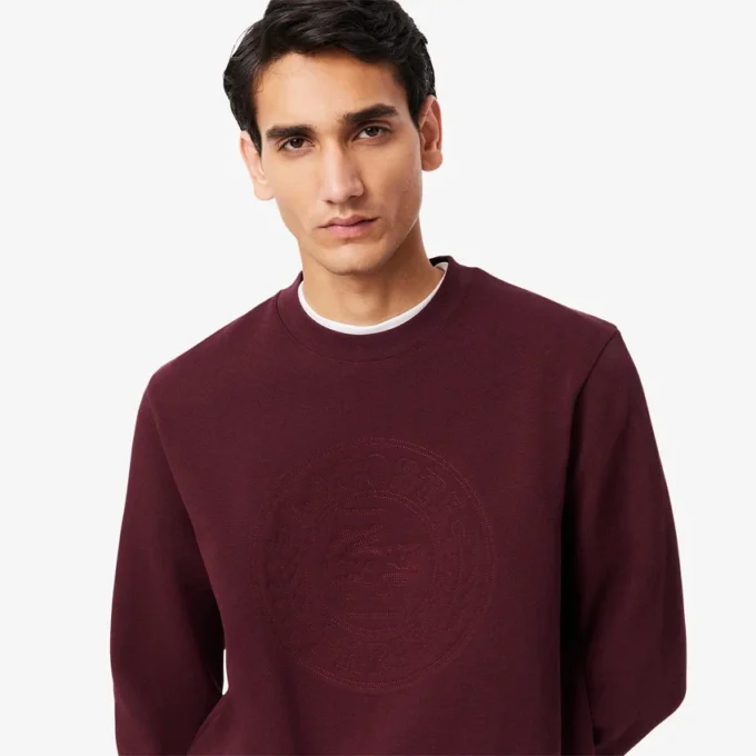 Herre-sweatshirt med preget logo i piqué