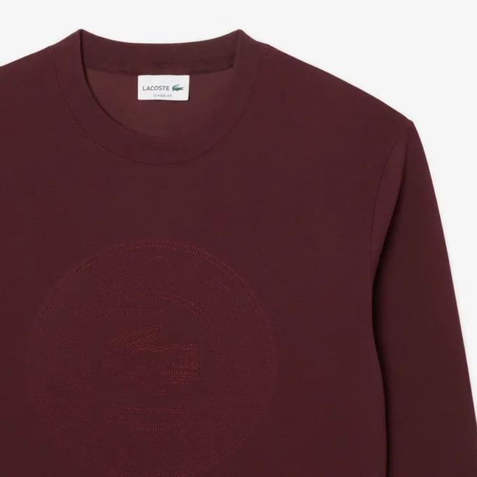 Herre-sweatshirt med preget logo i piqué