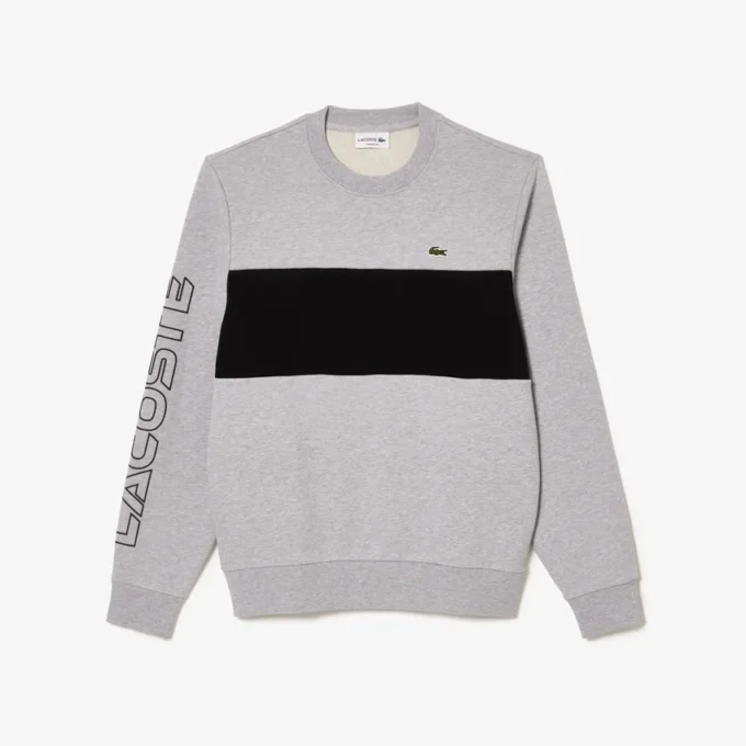 Herre-sweatshirt med rund hals og fargeblokker