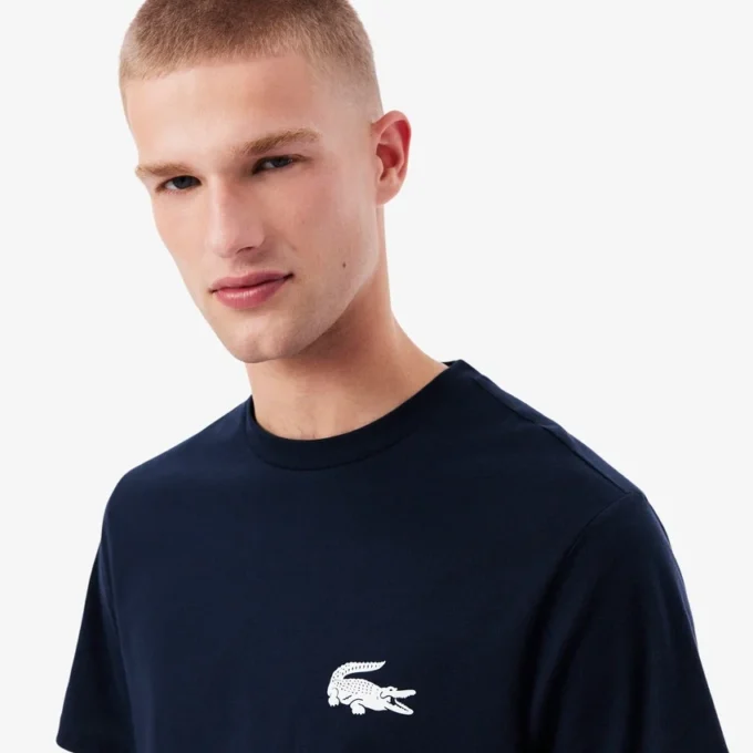 Herre-undertrøye i bomull med krokodilleprint