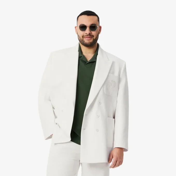 Herreblazer med dobbeltspent knappestolpe og brodert Heritage-merke