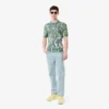 Herrejeans i rett snitt med trykt motiv