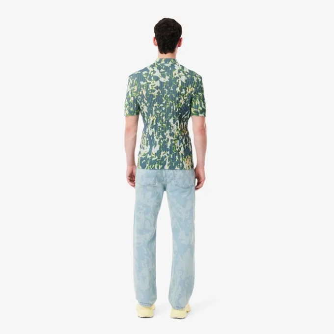 Herrejeans i rett snitt med trykt motiv