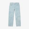 Herrejeans i rett snitt med trykt motiv