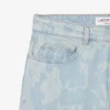 Herrejeans i rett snitt med trykt motiv