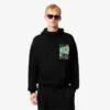 Hettegenser i fleece med trykk for menn