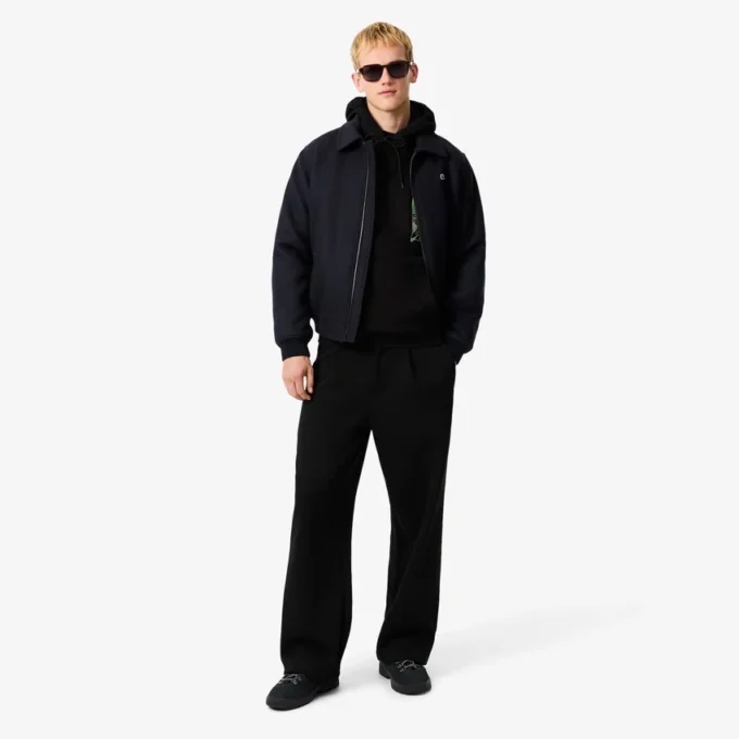 Hettegenser i fleece med trykk for menn