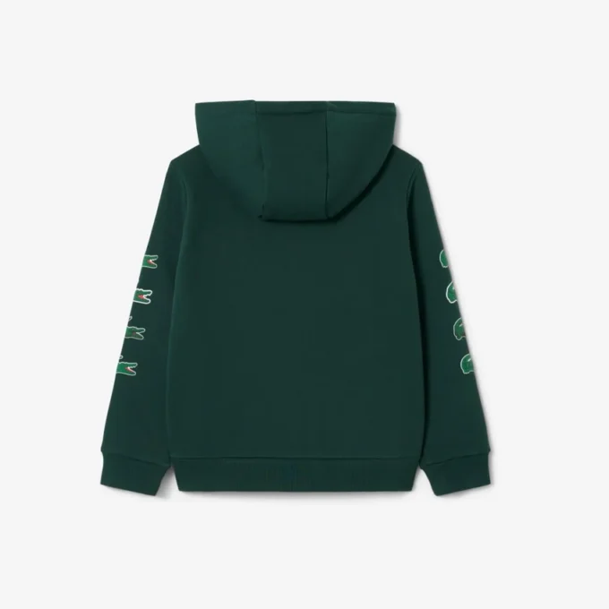 Hettegenser i fleece med trykk og glidelås for barn