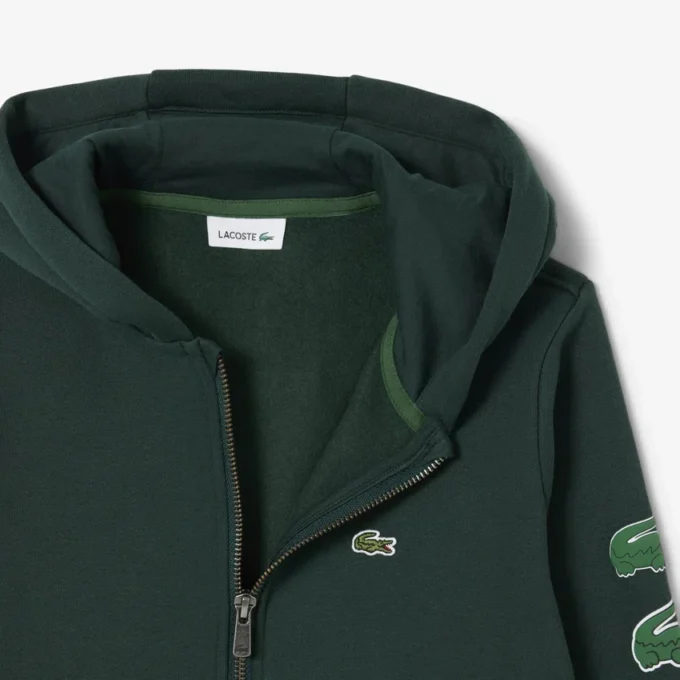 Hettegenser i fleece med trykk og glidelås for barn