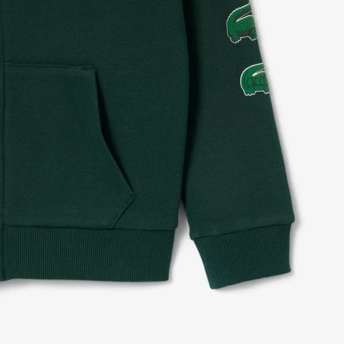 Hettegenser i fleece med trykk og glidelås for barn