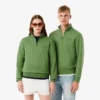 Høyhalset sweatshirt med glidelås og preget mønster