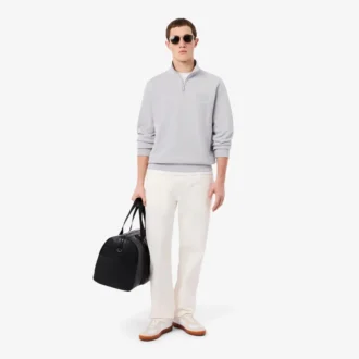 Høyhalset sweatshirt med glidelås og preget mønster