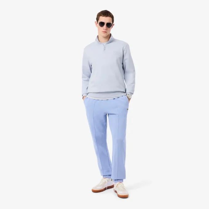 Høyhalset sweatshirt med glidelås og preget mønster