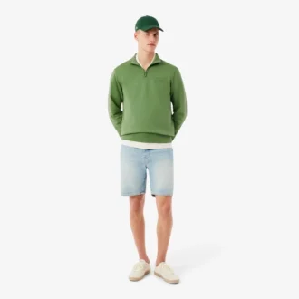Høyhalset sweatshirt med glidelås og preget mønster