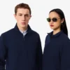 Høyhalset sweatshirt med glidelås og preget mønster