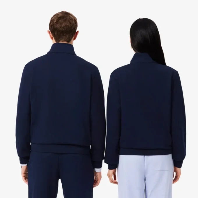 Høyhalset sweatshirt med glidelås og preget mønster