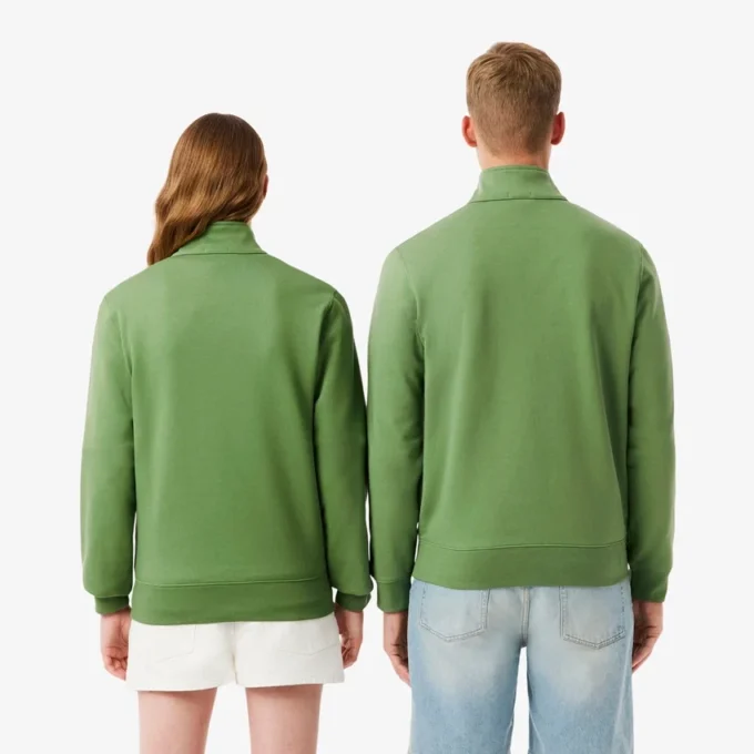 Høyhalset sweatshirt med glidelås og preget mønster