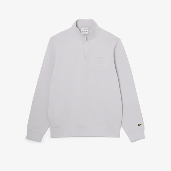 Høyhalset sweatshirt med glidelås og preget mønster