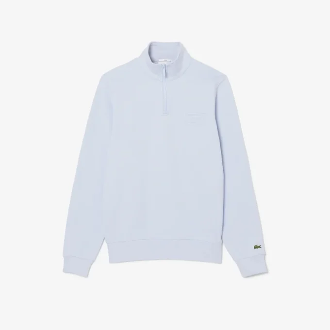 Høyhalset sweatshirt med glidelås og preget mønster