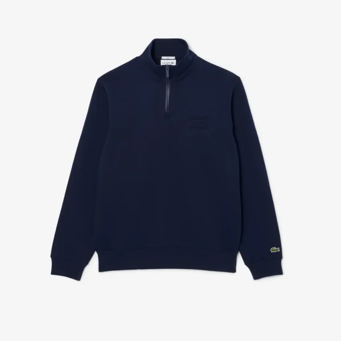Høyhalset sweatshirt med glidelås og preget mønster